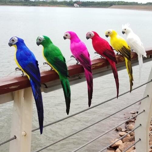 35cm Simulation Parrot Creative Handmade Foam Feather Macaw Lawn Figurine Ornament Fake Animal Bird Garden Prop Decoration