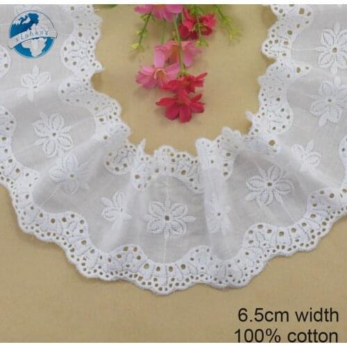 6.5cm width 100% Cotton embroid lace sewing ribbon guipure trim wedding lace DIY Garment Accessories african wedding lace#3874