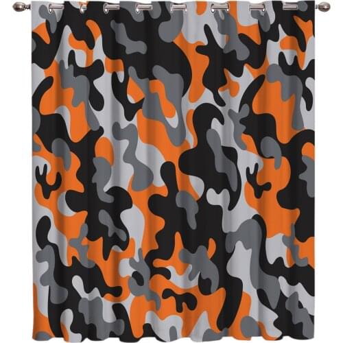 Camouflage Gray Orange Window Treatments Curtains Valance Window Curtains Window Blinds Bathroom Indoor Decor Window