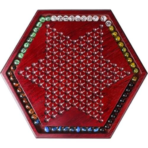 Chinese Checkers with Marbles, Fine Wooden Chessboard Children Gifts Board Game