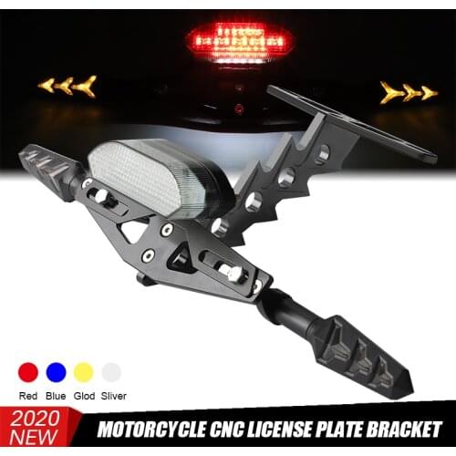 DERI New Motorcycle CNC Rear License Plate Mount Bracket Holder Turn Signal Light & Tail Light For Honda for Kawasaki for BMW