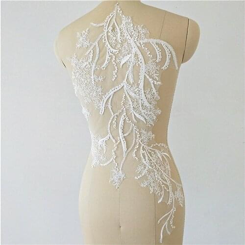 New high-grade quality leaf fabric embroidery applique patch dress light wedding dress creative design material
