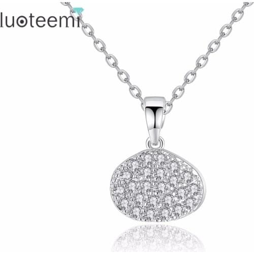 LUOTEEMI High Quality Brand Fashion Chain Necklace Oval Pendant Noble Bright Clear Copper CZ Crystal Bride Party Jewelry Gift