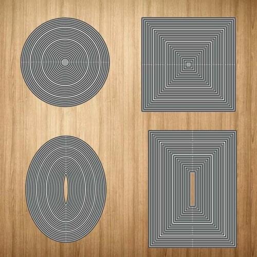 Metal Cutting Dies Rectangle Square Oval Circle Scrapbooking Shape Stencil Craft Paper Knife Mould Blade Punch Card Make Decor