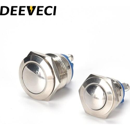 Metal defond button interrupteur 16mm 19mm 22mm 25mm stainless steel ball type on off emergency push button switch