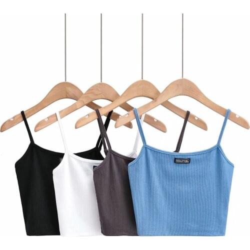 Misole Womens Summer Korean Version 2021 New Versatile, Sleeveless Crop Tops Harajuku Style Female Em