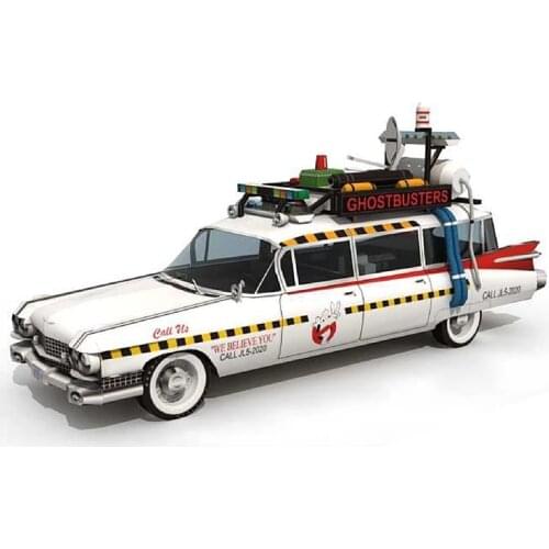 Ghostbusters Car Ecto-1A 1:20 Folding Cutting Mini Handmade 3D Paper Model Papercraft DIY Kids Adult Origami Craft Toy Car Model