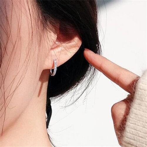 925 Sterling Silver Single Row Stud Earrings For Women Brincos Jewelry