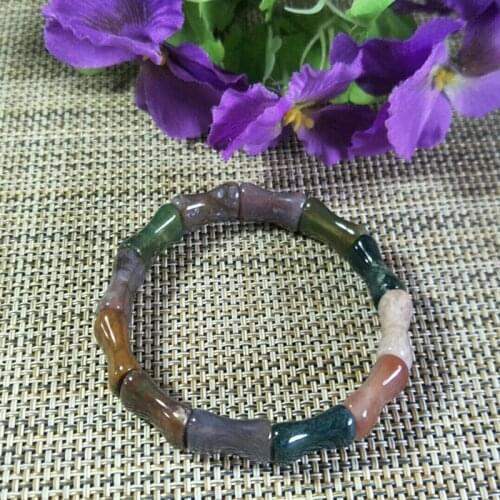 Natural Indian Agate Bamboo Jade Bracelet Jewelry Lucky Exorcise evil spirits Auspicious Amulet Jade Bracelet Fine Jewelry