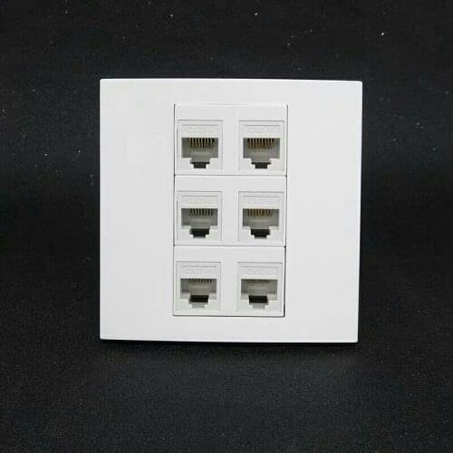 New Six-Port 86mm Cat6 Network Socket Panel Trapezoidal Wall Panel Panel Rj45 Jack Modular Panel Socket Rj45 Wall Socket Panel