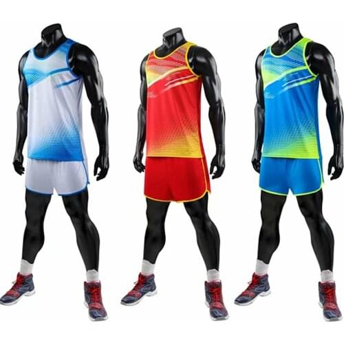 New Men Women Vest+Shorts Fashion Running Sets Track and field sportswear Sprint Running suit Marathon Clothes
