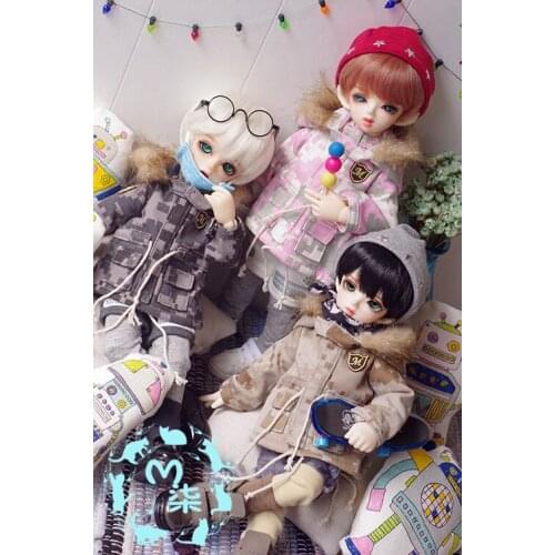 MiuCat-BJD doll clothes camouflage Hoodie winter coat Jacket for 1/6 YOSD&1/4MSD 3 color
