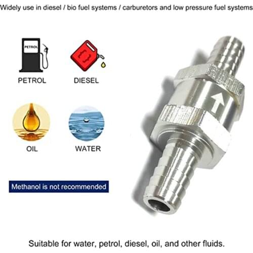 2Pcs 3/8" 10mm Non Return One Way Check Valve for Fuel Line Oil Petrol Diesel Aluminium