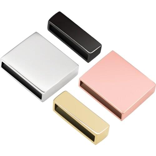 Personalized Square Space Bead Stainless Steel Charms Accessories Fit for Leather DIY Bracelet Jewelry Making