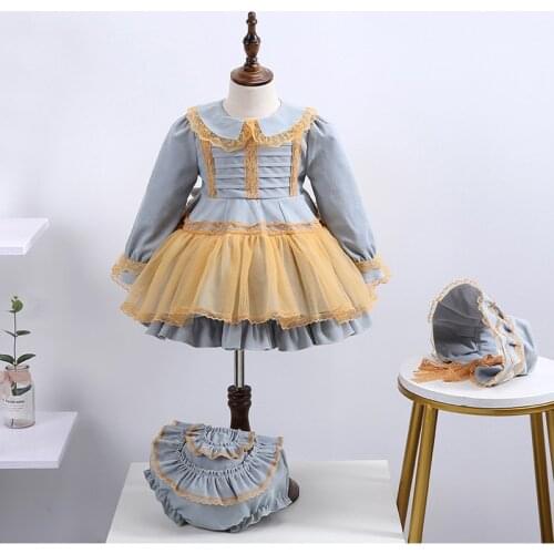 2 To 7 Years Baby Girl Long Sleeve Lolita Colthes Russia Spanish Princess Christmas Birthday Wedding Party Dress