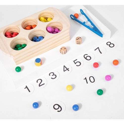 Counting Bead 10 Cards & 3 Dice Color Matching Learning Memory Sensory Toys