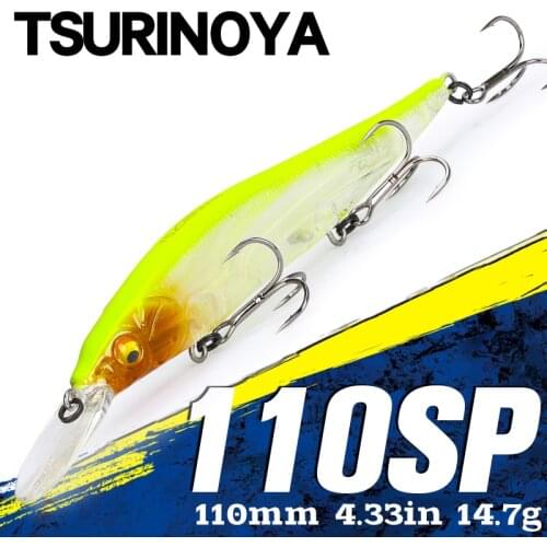 TSURINOYA Suspend Minnow Hard Lure DW50 Floating Water 110mm 14.7g Swimbait Wobblers Crank Bait Sea Bass Pike Lure Jerkbait