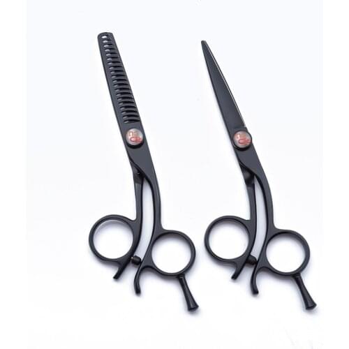 5.5 inch black Professional Hairdressing Scissors Japan 440c Steel Hairstylist Scissors High Quality Barber Shop Scissors Set
