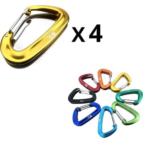 Professional Climbing Carabiner 4Pcs Shape Mountaineering Buckle Hook 12KN Safety Lock Outdoor Climbing Equipment Accessory