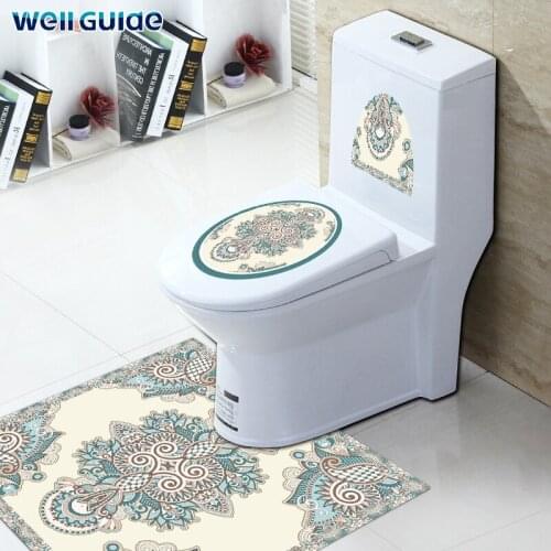 PVC Bathroom Anti-skid Self-adhesive DIY Waterproof Toilet Floor Sticker for Household Bathroom Toilet Seat Cover Mats Pad
