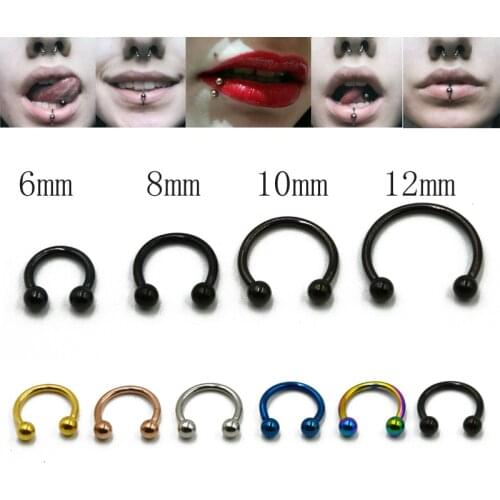 6pcs Tiatnium Anodized Circular Barbell Horseshoe CBR Septum Lip Labret Eyebrow Nose Ring Nipple Piercing Body Jewelry 16g