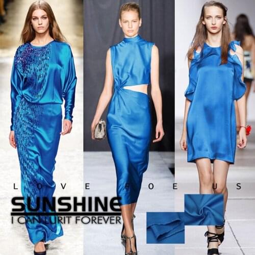 Blue luster gorgeous dress shirt trousers skirt pure cotton satin dress fabric