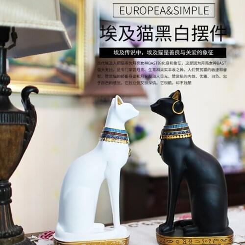 CREATIVE RESIN EGYPTIAN CAT STATUE HOME DECOR CRAFTS ROOM DECORATION STUDY PARLOR LUCKY CAT ORNAMENT RESIN ANIMAL FIGURINES GIFT