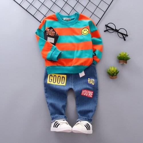 Spring Autumn Kids Boys Outfits Baby Clothing Set New Fashion Cotton Stripe Style Tops+pants 2pcs For Bebes Tracksuit