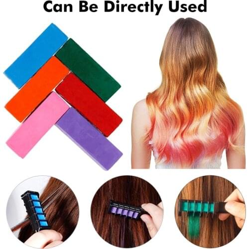 Temporary Pro Hair Dye 6 Colors Mini Hair Chalks Crayons For Hair Color Multicolor Hair Dye Comb Hair Care Styling Tools TSLM1