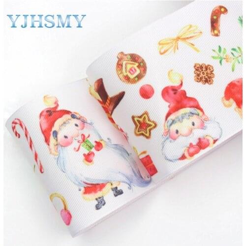 YJHSMY G-18620-561,10 yard 75 mm Santa Claus Printed grosgrain ribbons,DIY handmade Hair accessories Material gift wrap material