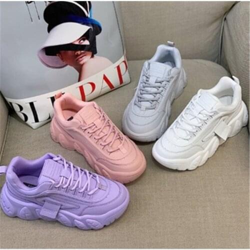 2021 Womens Shoes Casual Sport Sneakers Womens Vulcanize Shoes Thick Sole Running Breathable Female Chunky Sneakers Size 35-40