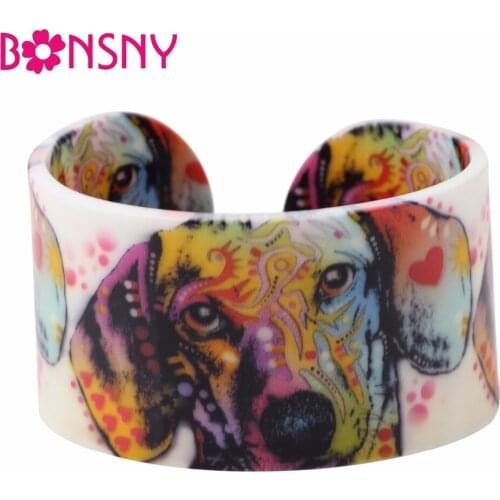 Bonsny Pattern Wide Love Labrador Bracelets Dog Bangles For Women 2017 New Fashion Jewelry Party Spring Summer Accessories