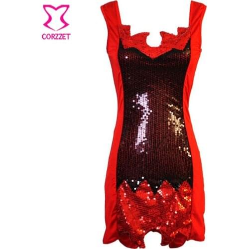 Fantasia Adulto Adult Halloween & Carnival Party Clubwear Cosplay Costume Plus Size Red Sequined Sexy Devil Costumes For Women