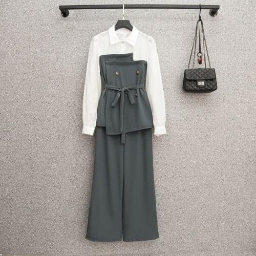 Female Office Suit Set Asymmetrical Print Shirts Top +Irregular Long Pants Suit Womens autumn Casual Costumes 2 Piece Sets chic