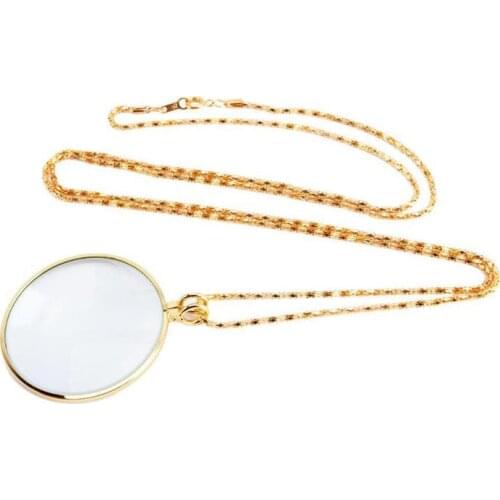 Decorative Monocle 5x Necklace Magnifier Magnifying Glass Pendant Gold Silver Plated Chain Necklace For Women Jewelry
