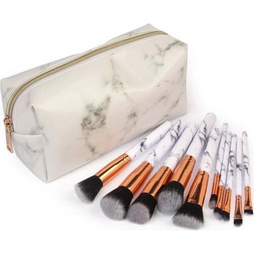 10pcs Marble MakeUp Brushes with Cosmetic bag Multifunctional Makeup Brush Concealer Eyeshadow Foundation Makeup Brush Set Tool