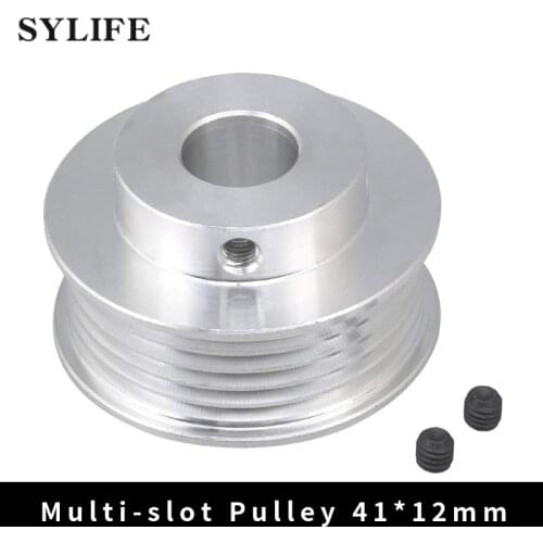 16mm Inner Hole Dia 41mm Dia V-Slot Belt Pulley with Two M5 Screw