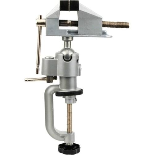 2-In-1 360 Degree Rotating Table Vise Multifunctional Aluminium Alloy Swivel Bench Vise Clamp Electric Drill Stand Rotating Tool