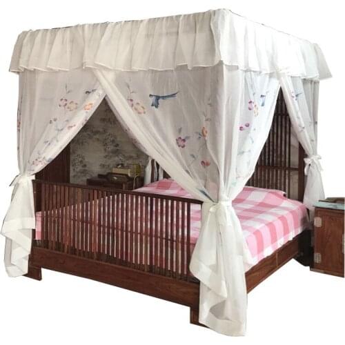 2019 Limited Elegant Lace Hand Painted Canopy Bed Curtain Valance Bird Design Drapery Home Decoration Roman Curtains Bedding