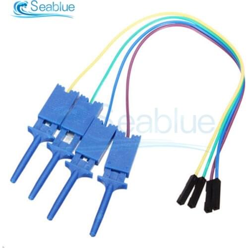 4Pcs/set 300mm High Efficiency Test Hook Clip Logic Analyzer Cable Gripper Probe Test Clamp Kit Blue/Yellow/Red/Black/Green