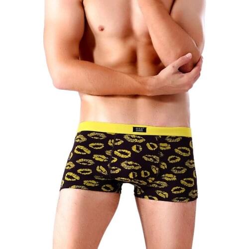 4PCS Men Cotton Underwear Male Lipstick printing Boxer Shorts Breathable Soft Underpants Comfortable Sexy Boxers Plus size