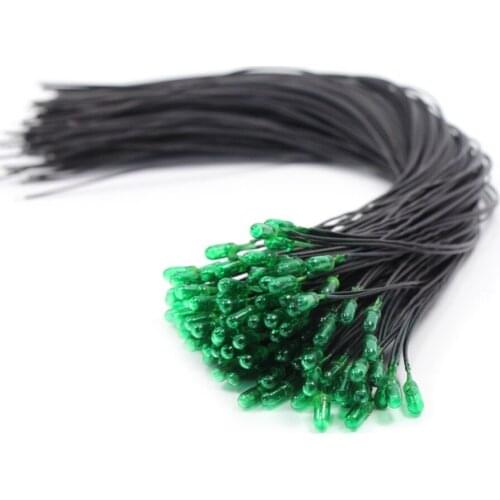 50pcs Green Color Grain of Wheat 3mm 12V 18cm Pre Wired Mini Bulbs MP1812G