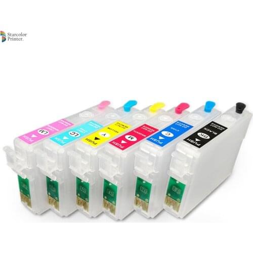6Colors/Set T0791-T0796 Refillable Ink Cartridge With Chip For Epson Stylus Photo 1400 1410 P50 1500W PX650 PX660 PX700W PX710W