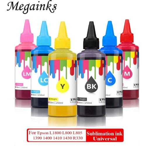 6color x 100ml sublimation ink For epson 1390 1400 1410 1430 L1800 L800 L805 R330 all desktop printer cartridge & ciss dye
