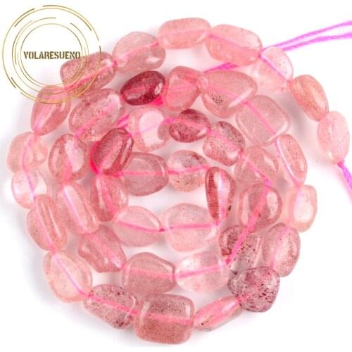8-10mm Natural Irregular Strawberry Quartzs Stone Beads Freeform Loose Spacer Beads For Jewelry Making Diy Bracelet Necklace 15