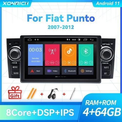 IPS DSP 8 Core 1 din Android 10 Ram 4G Car DVD multimedia Player For Fiat Grande Punto Linea 2007-2012GPS Navigation radioScreen