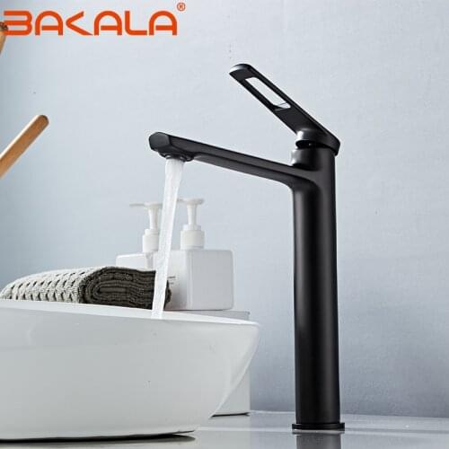 BAKALA Basin Faucets Solid Brass Chrome Modern Bathroom Sink Faucet Single Handle Washbasin Hot Cold Mixer Water Tap Torneira