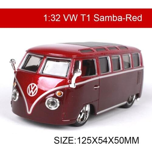 Bburago 1:32 Diecast Model Car VW T1 Samba Van Classic Cars Vehicle Play Collectible Models Sport Cars toys For Gift Collection