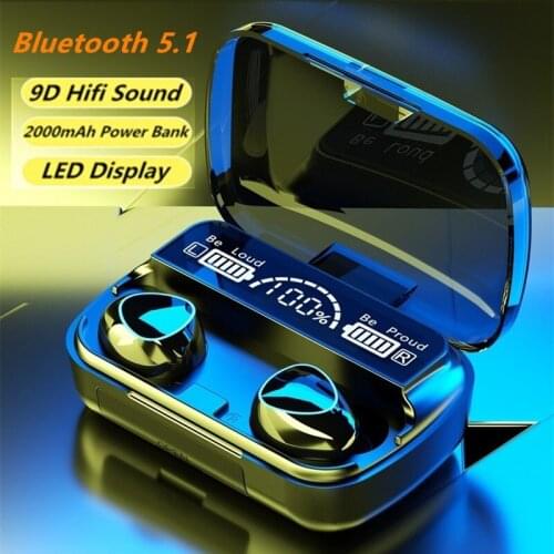 New Wireless V5.1 Bluetooth Earphone HD Stereo Headphone Sports Waterproof Headset With Dual Mic and 2000mAh Battery Charge Case
