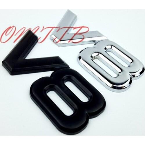 ABS Zinc Alloy 3D V8 Engine Displacement Car Badge V8 Emblem Logo Sticker V8 Auto Car Decal Badge car-Styling car sticker